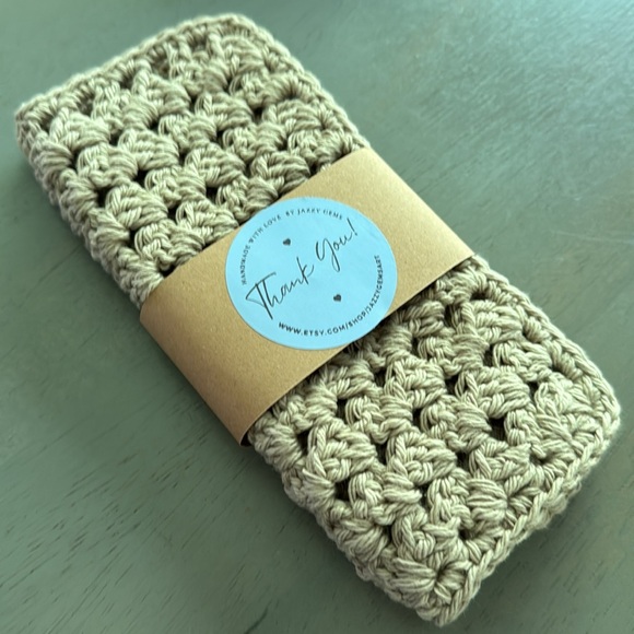 Handmade Crocheted Washcloths Facecloths Dishcloths, 100% COTTON, Set of 2 - Picture 3 of 7